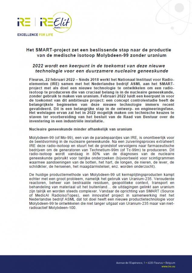 Het SMART-project zet een beslissende stap naar de productie van de medische isotoop Molybdeen-99 zonder uranium